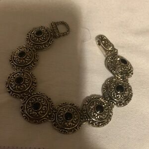 Elegant Silver Bracelet with Black Accents
